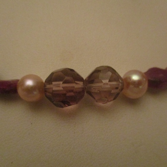 PEARL AMETHYST CRYSTAL STERLING SILVER NECKLACE - Picture 5 of 8